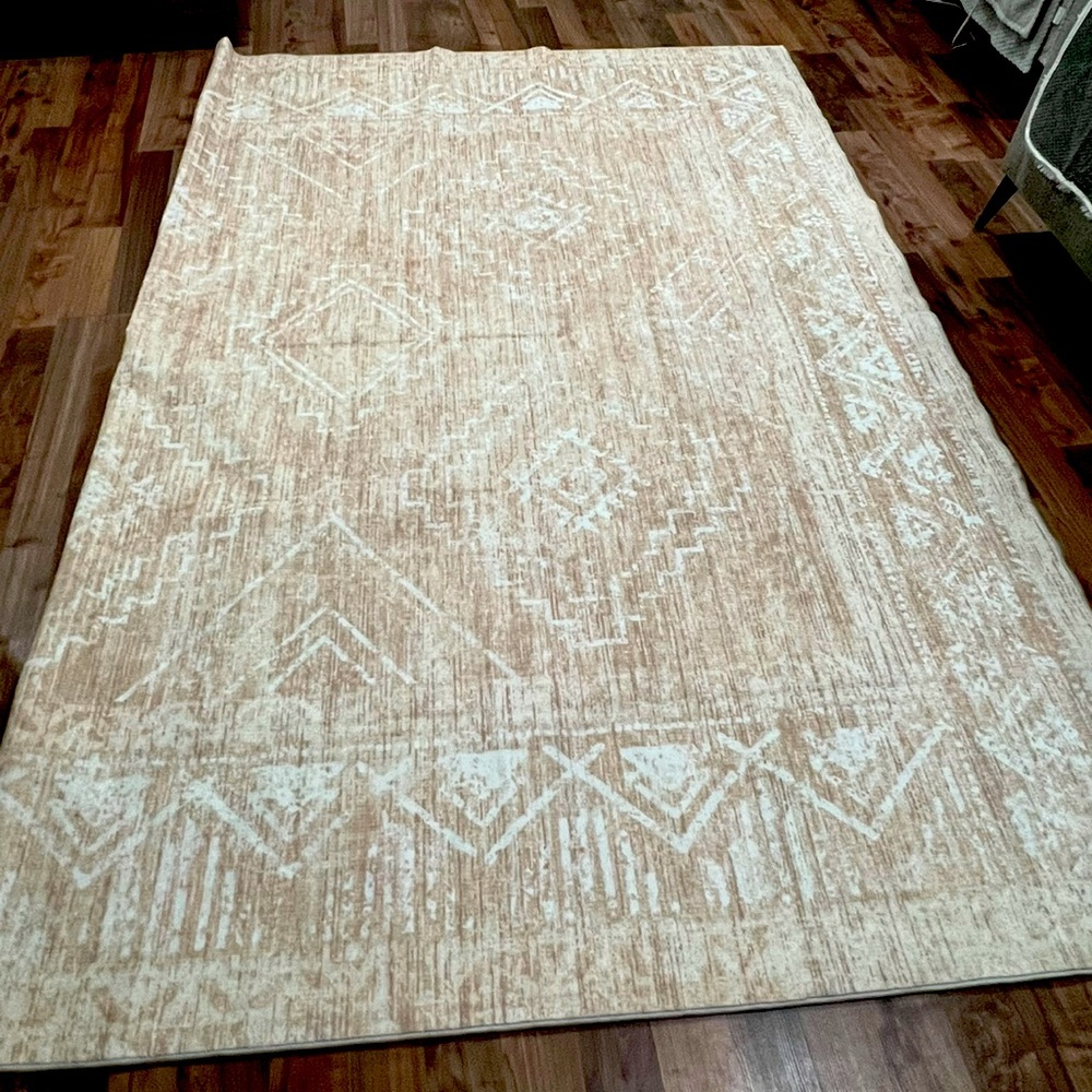 Modern Pink and Cream Area Rug